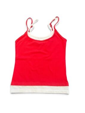 American Eagle Double Strap Cami Tank Top Stretch Layering Red/White Size S